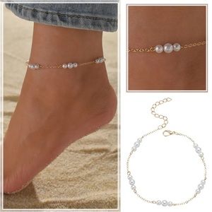 Satellite Heart Anklet  Beads Sphere Boho Ankle Bracelet Minimalist